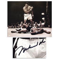 Excellent & Large 20'' x 16'' Muhammad Ali Signed Photo -- Depicting the Legend Standing Over Sonny