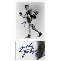 Jack Dempsey 8'' x 10'' Glossy Signed Photo -- ''Good Luck / Jack Dempsey'' -- 1'' Tear & Glue Resid