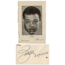 Joe Louis Pencil Signature to Page From 1948 Ring Record Book Listing him ''World Heavyweight King''
