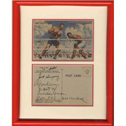 Jess Willard Signed Postcard of His Fight With Jack Dempsey -- With JSA COA