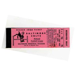 1954 Baltimore Colts Season Ticket Book -- All Tickets For Lower Section Reserved Seats Removed -- 5