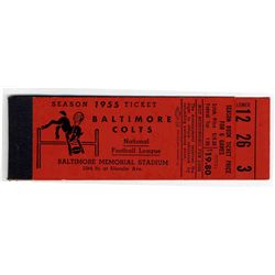 1955 Baltimore Colts Season Ticket Booklet -- All Tickets For Lower Section Seats Removed -- 5.5'' x