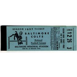 1957 Baltimore Colts Season Ticket Book -- All Tickets For Lower Section Seats Removed -- 5.5'' x 1.