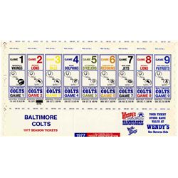 Baltimore Colts 1977 Season Tickets Uncut Sheet -- Measures 14'' x 7'' -- Exact Seating Not Determin