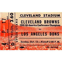 Cleveland Browns vs. Los Angeles Dons Ticket Stub -- 12 October 1947, Cleveland Stadium -- Some Wear