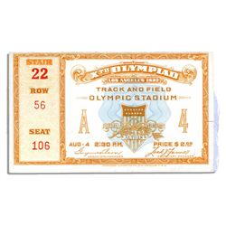 Ticket to Track & Field at the 1932 X Olympics in Los Angeles -- Measures 4.5'' x 2.5'' -- Near Fine