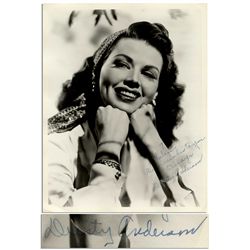 WWII Pin-up Girl Dusty Anderson Signed Photo -- Inscribed to Helen -- 8'' x 10'' Matte in Near Fine