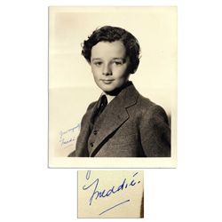 Freddie Bartholomew Signed Photo -- ''Little Lord Fauntleroy'' Signs ''Just myself / Freddie'' -- 8'