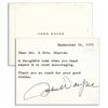 Image 1 : John Wayne Note Signed -- ''...a thoughtful note when you least expect it is most encouraging...''