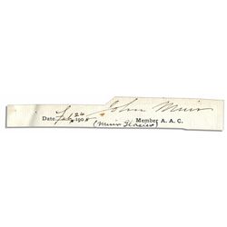 1908 John Muir Signature as an American Alpine Club Member