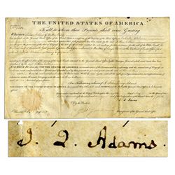 President John Quincy Adams Document Signed -- 1826 Land Grant