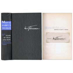 Harry S. Truman Signed Slip Within His Memoirs