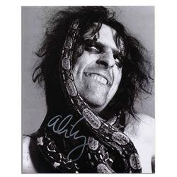 Electrifying 8'' x 10'' Glossy Signed Photo of Rocker Alice Cooper -- Signed in Silver -- Near Fine
