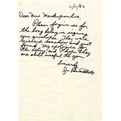 Iwo Jima Photographer Joe Rosenthal Autograph Letter Signed