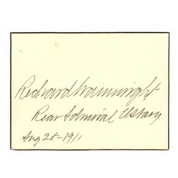 Signature of ''Richard Wainwright / Rear Admiral US Navy / Aug 28 - 1911'' -- Admiral of the Spanish
