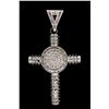 Image 1 : PENDANT:  [1] 10k WG cross pendant set with rd and baguette cut diamonds, TWA 11.0 cts., H-J, SI1-I1