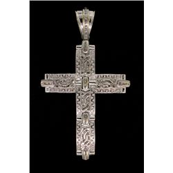 PENDANT:  [1]14k WG cross pendant set with baguette diamonds, TWA 2.60 cts, I-K, I1-I3; 57.2 grams