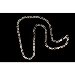CHAIN:  [1] 10k WG square Byzantine style chain, 5.75mms in diameter; 26  s; 131.4 grams