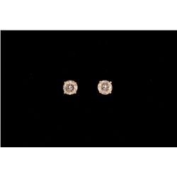 EARRINGS:  [1 pair] 14ky earrings set with RBC diamonds, TWA 1.20 cts, J/K, I2; 1.5 grams