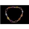 Image 1 : NECKLACE: (1) Diamond and multi-colored gemstone 18k WG necklace 16" long, set with (2) cushion shap