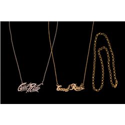 CHAIN: (1) Diamond and 14k WG with  Good Ride  in cursive at the center 2  x 1/2  set with (62) rbc 