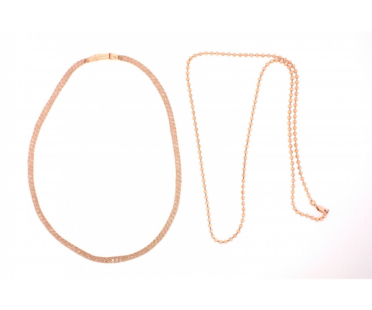 Rg Chain Design CHAIN: (1) 14k RG bead chain necklace 23