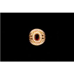 RING: (1) Ladies 14ky band with (1) oval faceted ruby 8 x 6 mm, approx. 1.25ct. Ruby is of good qual