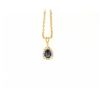 Image 2 : NECKLACE: (1) Pear shaped center blue sapphire approx. 0.85cttw surrounded by (15) rbc diamonds I1 c