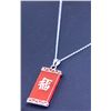 Image 1 : RED JADE BRASS PENDANT WITH SILVER CHAIN