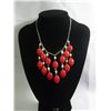 250CTW CHANDELIER WHITE PEARL AND RED TURQUOISE