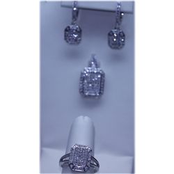 65.40 CTW CTW MICRO PAVE CZ EARRING, RING,PENDANT SET .