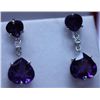 Image 1 : 33.40 CTW AMETHYST AND DIAMOND EARRINGS .925 STERLING S