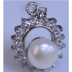 WHITE PEARL AND CZ PENDANT