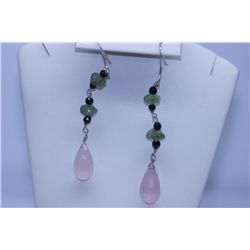 24.70 CTW ROSE QUATRZ, BLACK ONEX, SEMI PRECIOUS  .925