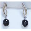 Image 1 : 28.80 CTW BLACK STAR DANGLING EARRING .925 STERLING SIL
