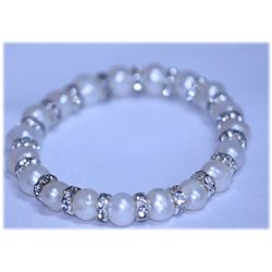86.05 CTW WHITE PEARL AND CZ BRACELET