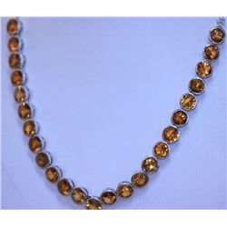 121.35 CTW CITRINE ROUND NECKLACE .925 STERLING SILVER