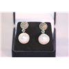 Image 1 : 40.00 CTW ANTIQUE LOOKING PEARL DANGLING EARRING .925 S