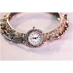 110.0 CTW ANTIQUE LOOKING LADIES WATCH .925 STERLING SI