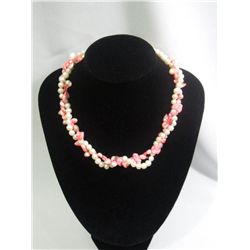 400CTW DOUBLE STRAND WHITE PEARL AND PINKISH KISHI PEAR