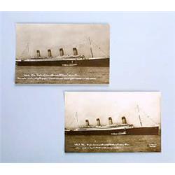 A pair of postcards of the RMS Titanic, both captioned "White Star triple-screw steamer Titanic, 45,