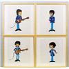 Image 1 : A set of four animation cells depicting the four Beatles, each shown standing, John and George holdi