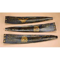 Three Oxford rowing presentation oar blades, decorated and inscribed for Christ's College, dated Len