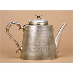 A large plated teapot from the "Lord of the Isles" paddle steamer, of conical form with hinged cover