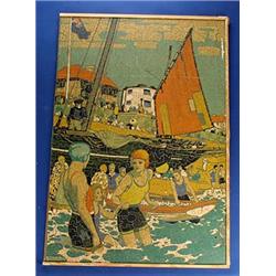 A large wooden jigsaw puzzle "Seaside Scene", after Kenneth Shoesmith, estimated 900 pieces, size 79