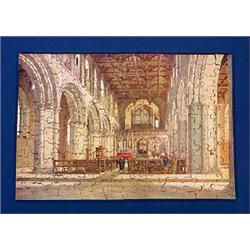 A Great Western Railway wooden jigsaw puzzle "St. David's Cathedral", after a painting by A. van Anr