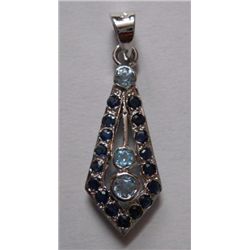 3.340g Pendant of Sapphire and Blue topaz in silver