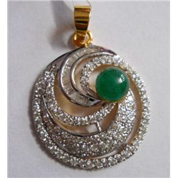 6.361g Pendant in 14kt 5.711g Gold,1.61 Ctw Diamond,1.64 Ctw Emerald