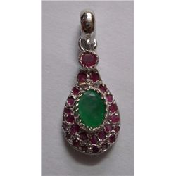 3.750g Pendant of Emerald and Ruby in Silver