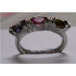 3.510g Ring of Three Colour Tourmaline in Silver